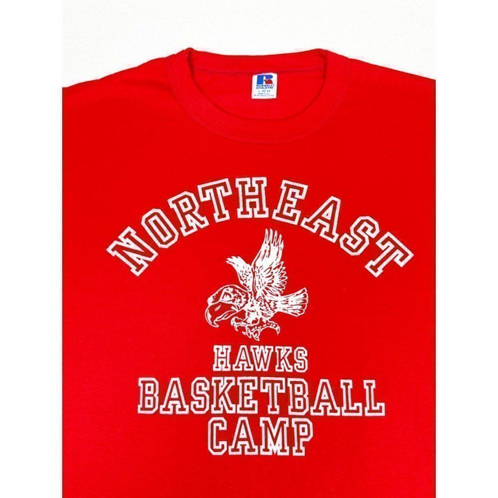 Vintage 80s Northeast Community College Hawks Basketball Camp T-Shirt Large